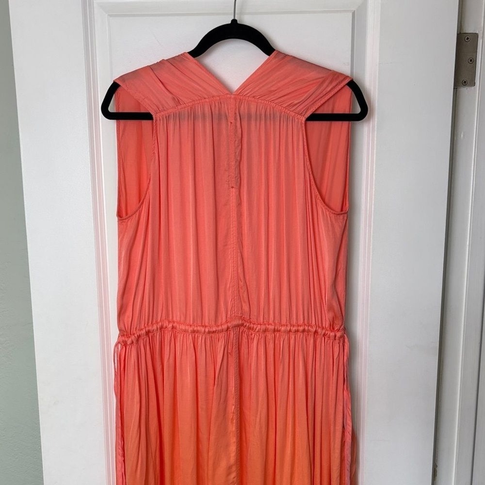 Raquel Allegra Daydream‎ Gathered Satin Maxi Dress In Orange Sunset Medium - Picture 7 of 12